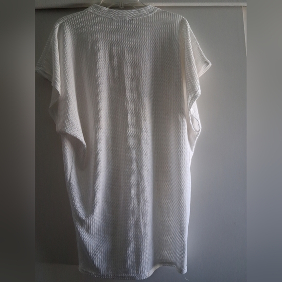 Vintage 90s Y2K Knit Swimsuit Cover Up White Pullover Beach Resortwear M - Picture 4 of 6